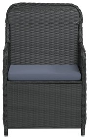Set da pranzo da giardino 7 pz con cuscini nero