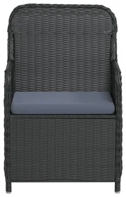 Set da pranzo da giardino 7 pz con cuscini nero