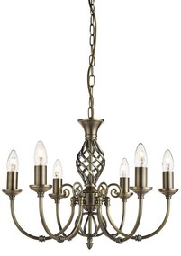 Lampadario Industrial-Nordico Zanzibar Acciaio Ottone 6 Luci E14