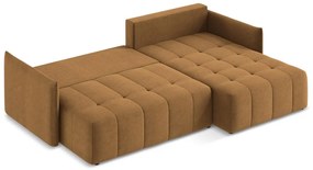 Divano angolare color terracotta allungabile/con contenitore (con penisola a destra/con chaise lounge) Moku – Makamii