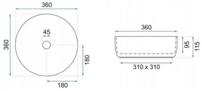 REA-U18918 - Lavabo da appoggio SAMI Ø 36 cm ceramica/bianco lucido