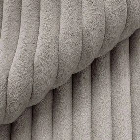 Divano angolare grigio chiaro (con penisola a sinistra/a U) rivestito in velluto a coste Justin – Ropez