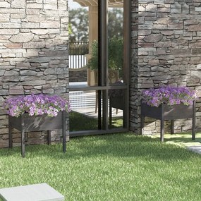 Fioriere Da Giardino 2 Pz Grigie 70x70x70 Cm İn Legno Di Pino /