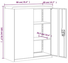 Armadio Classificatore Grigio Chiaro 90x40x105 cm in Acciaio