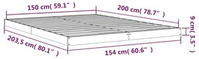 Giroletto Bianco 150x200 cm King Size in Legno Massello di Pino