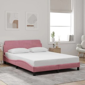 Giroletto Con Testiera Senza Materasso Rosa 140x200 Cm Velluto /