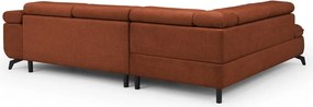 Divano angolare color terracotta (con penisola a sinistra/a L) con rivestimento in ciniglia Marbeya – Ropez