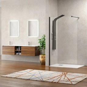 Parete doccia walk in 130 cm con profilo nero opaco KW-100B - KAMALU