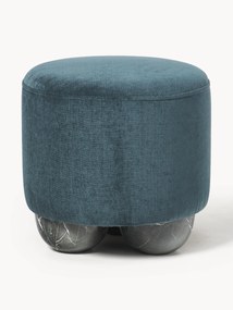 Pouf imbottito con piedini a sfera effetto marmo Lino