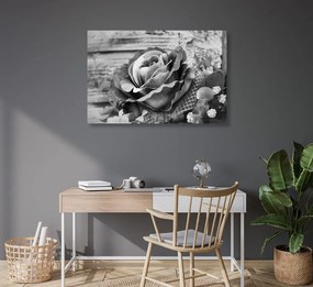 Quadro su tela – Rose vintage in bianco e nero