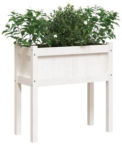 Fioriera da Giardino con Gambe Bianca 70x31x70 cm Massello Pino