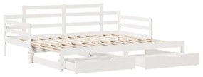 Dormeuse letto estraibile e cassetti bianco 90x200cm legno pino