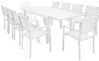 DAVID - set tavolo da giardino con sedie allungabile 160/240x90 Colore: Bianco, Posti: 10