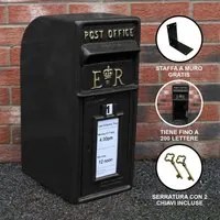 Cassetta Postale per le Lettere in Stile Britannico Inglese in Ghisa da Esterno Bocchetta Lettere Standard UK - Nero