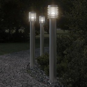 Lampada Da Terra Per Esterni Argento 110 Cm İn Acciaio Inox /