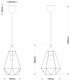 Globo 15745H - Lampadario a sospensione con filo ZACHARY 1xE27/60W/230V diametro 17 cm