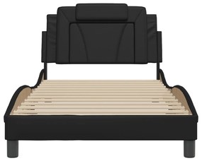Giroletto con testiera nero 100x200 cm in similpelle