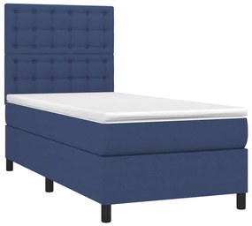 Giroletto a molle con materasso blu 90x190 cm in tessuto