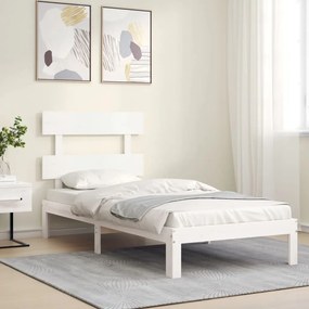 Giroletto con testiera bianco single in legno massello