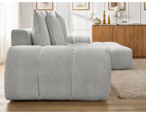 Divano angolare grigio chiaro allungabile e con contenitore (penisola a destra/chaise lounge) con rivestimento in ciniglia Everest – Bobochic Paris