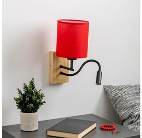 Brilagi - Applique a LED NUBILA WOOD 1xE27/25W/230V + LED/3W quercia/rosso