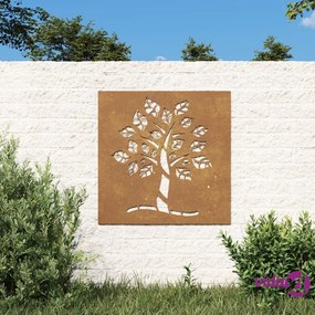 vidaXL Decorazione Muro da Giardino 55x55 cm Albero in Acciaio Corten