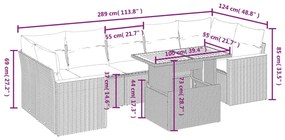 Set divano da giardino 8 pz con cuscini grigio in polyrattan