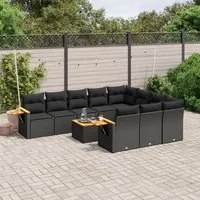 Set Divani da Giardino 11 pz con Cuscini in Polyrattan Nero 3259584