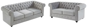 Divano 3+2 posti Velluto Grigio - CHESTERFIELD