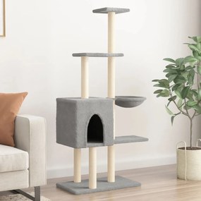 Albero per gatti con tiragraffi in sisal grigio chiaro 145 cm
