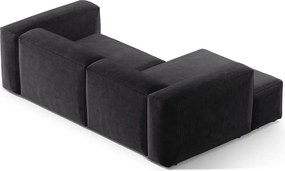 Divano angolare grigio scuro (con penisola a sinistra/con chaise lounge) con rivestimento in velluto a coste Bergamo – Cosmopolitan Design