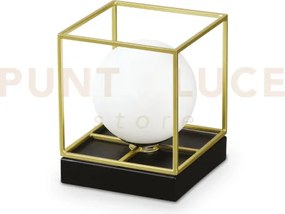 Lingotto lampada da tavolo 1 luce attacco g9 ottone-nero sfera bian...