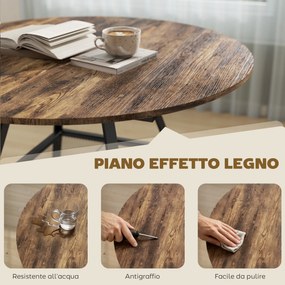 Tavolo da Pranzo 4 Posti Ø100x76 cm Stile Industriale con Ripiano in Metallo Marrone Rustico...