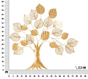 Pannello Decorativo in Ferro a Forma di Albero Goldy - 81x2,5x78 cm