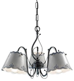Lampadario Classico Ravenna Metallo E Ceramica Nero Sfumato Argento 3 Luci E14