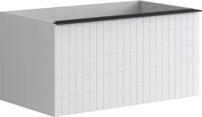Mobile da bagno sospeso sotto lavabo Pixel grid 2 cassetti L 80 x H 40 x P 45.5 cm bianco laccato opaco, con maniglia alluminio nero opaco
