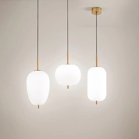 Sospensione Contemporanea Cirro Metallo Oro Vetro Bianco Led 18W 3000K