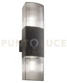 Applique biemissione dark antracite e fume' 2 luci attacco e27 ip54...
