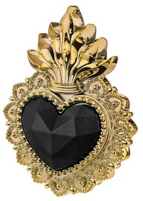 BONGELLI PREZIOSI cuore ex voto nero e oro 9 x 12 h