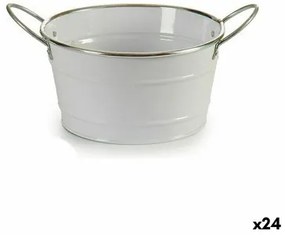 Vaso Secchio Bianco Argentato Zinco 27,5 x 10,5 x 20 cm (24 Unità)