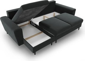 Divano angolare grigio scuro allungabile e con contenitore con rivestimento in velluto Kyoto – Cosmopolitan Design