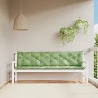 Cuscini Panca Giardino 2 pz Motivo a Foglie 200x50x7 cm Tessuto 361751