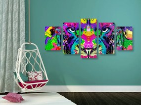 Quadri 5 pezzi – Predatore multicolore
