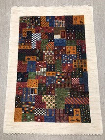 Loribaft Tappeto 90 x 120 Verde (Iran) Annodato A Mano
