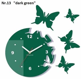 Orologio da parete decorativo con farfalle volanti Verde scuro