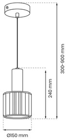 Lampadario a sospensione con filo CRISTAL 1xE27/60W/230V nero