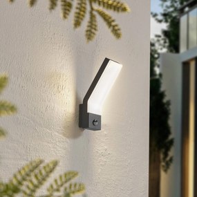 Applique da esterno Lindby LED Korvik, alluminio, grigio scuro, sensore