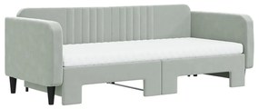 Divano letto estraibile materassi grigio chiaro 90x200 velluto