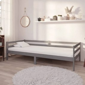 Divano letto con materasso 90x200 cm grigio in legno di pino