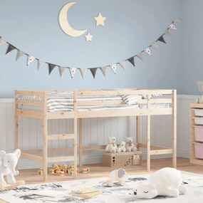 Letto Soppalco Con Scala Bambini 90x200 Cm Legno Massello Pino /